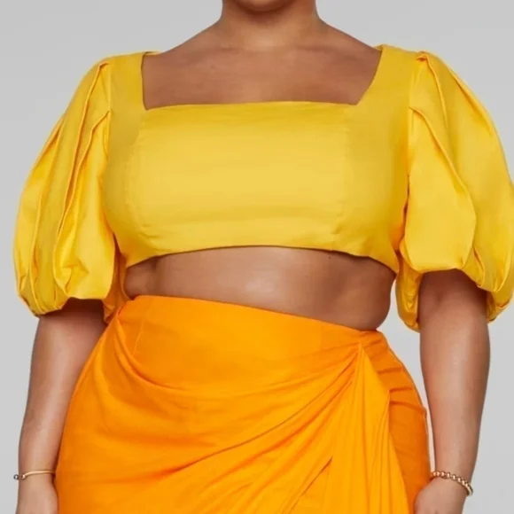 NWT Jeanette Puff Sleeve Crop Top - Gabi Fresh X FTF - Picture 1 of 6